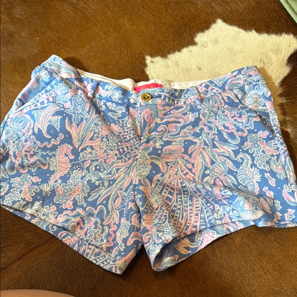 Lilly Pulitzer High Waist Blue and Pink Shorts